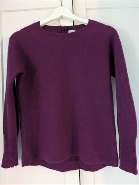 100% Cashmere Halogen Plum Crewneck Sweater With Zipper At The Back Size M